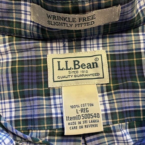 Vintage LL Bean Men's Wrinkle Free Slightly Fitted Paid Button Down Shirt Large - Picture 3 of 7